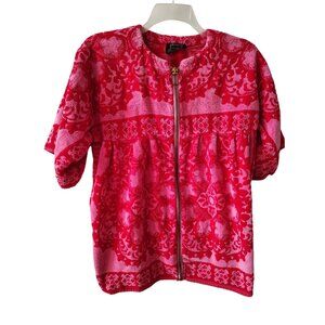 Vintage Bamberger's Large New Jersey Pink Red Bath Towel Jacket Boho Retro Vibes